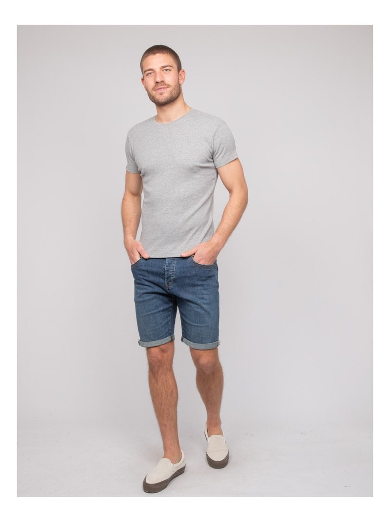 T shirt col rond coton cottelé WALTER Gris - Kiabi