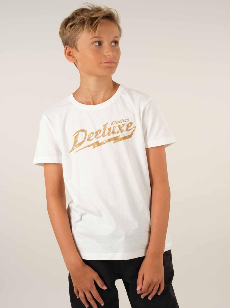 T-shirt col rond coton 'Deeluxe' Blanc - Kiabi