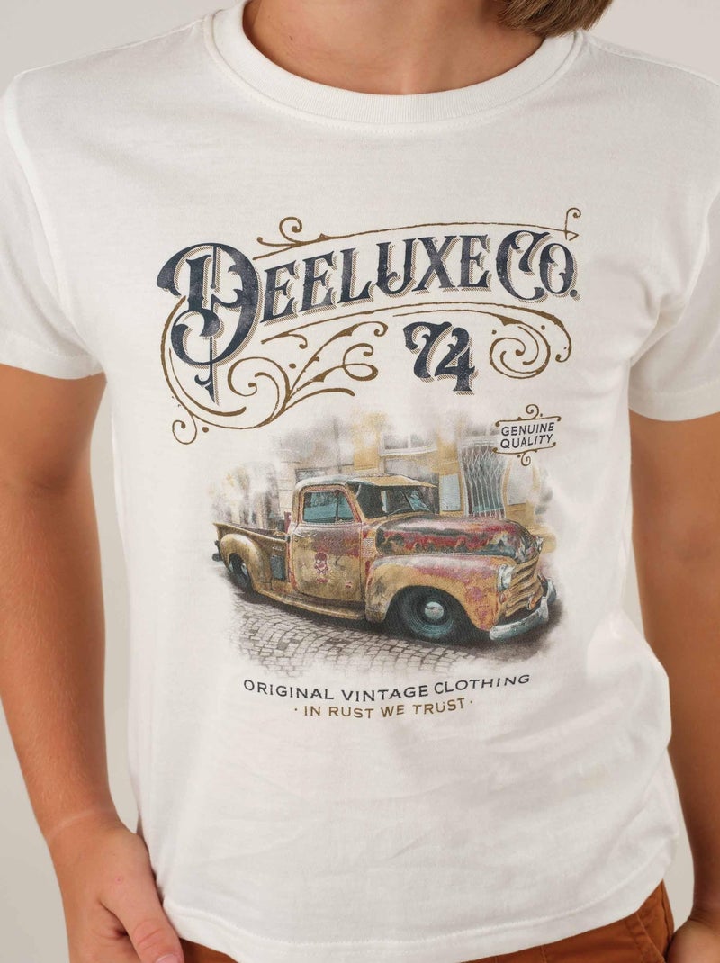 T-shirt col rond coton 'Deeluxe' Blanc - Kiabi