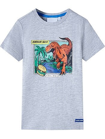 T-shirt col rond coton imprimé dinosaures - vidaxl