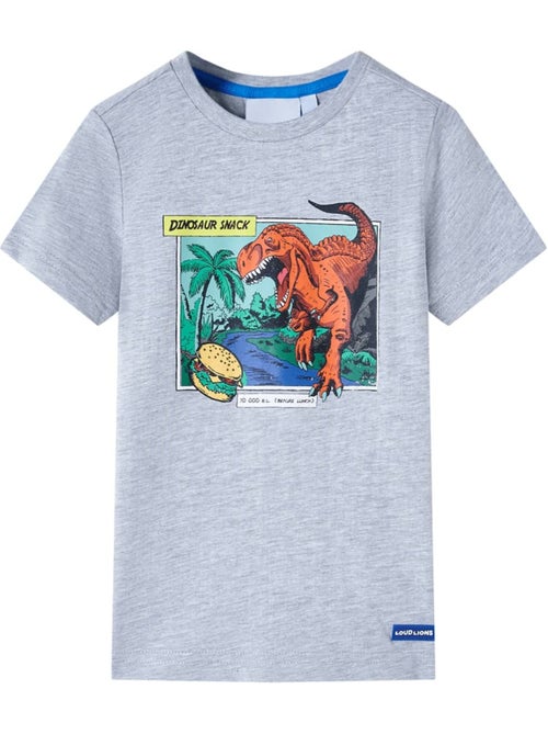 T-shirt col rond coton imprimé dinosaures - vidaxl - Kiabi