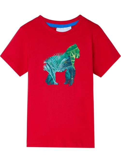 T-shirt col rond coton imprimé feuilles et gorille - vidaxl - Kiabi T-shirt col rond coton imprimé feuilles et gorille - vidaxl - Kiabi