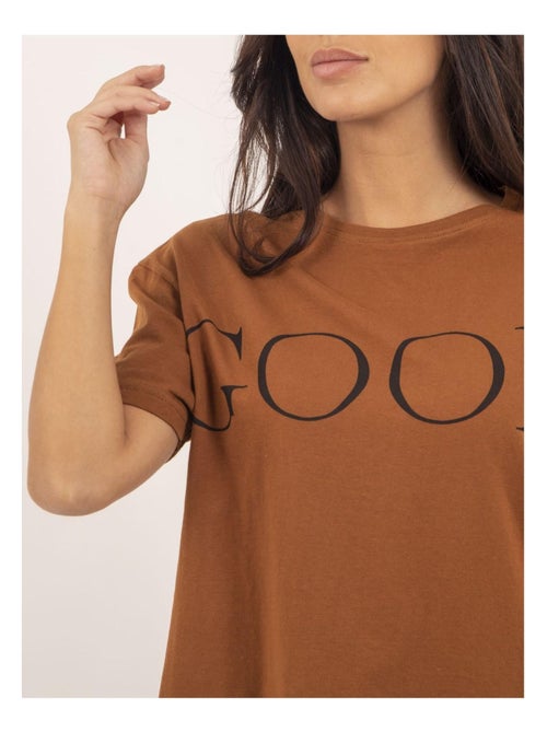 T-shirt col rond coton message FROM - Kiabi