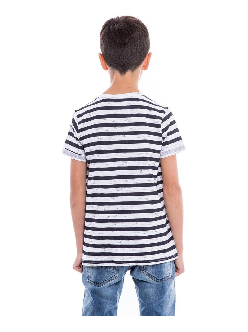 T-shirt col rond coton NOUTAR garçon Bleu marine - Kiabi