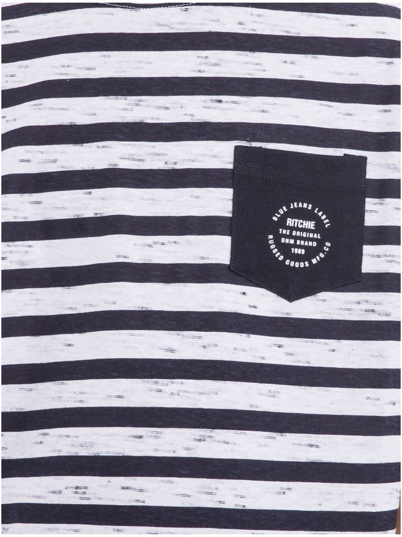 T-shirt col rond coton NOUTAR garçon Bleu marine - Kiabi