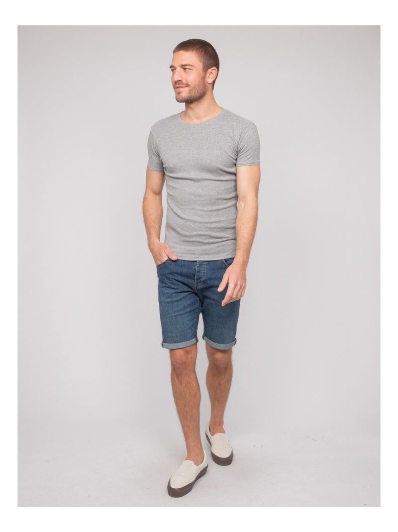 T shirt col rond coton WARLOF Gris - Kiabi