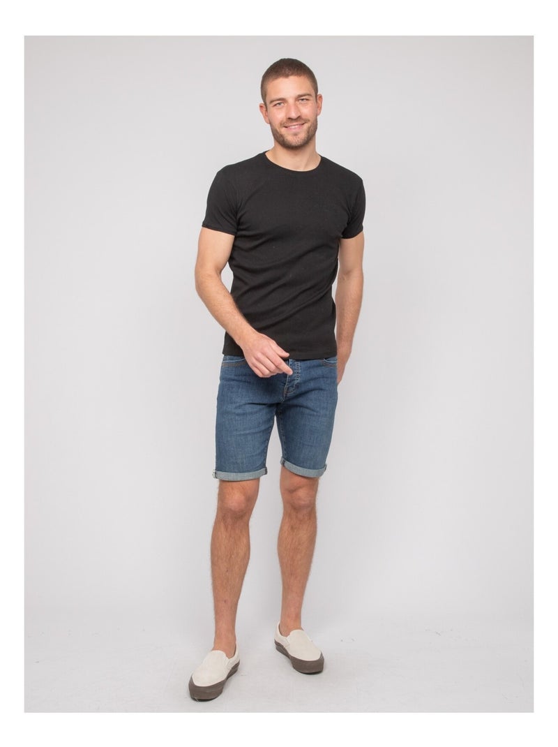 T shirt col rond coton WARLOF Noir - Kiabi