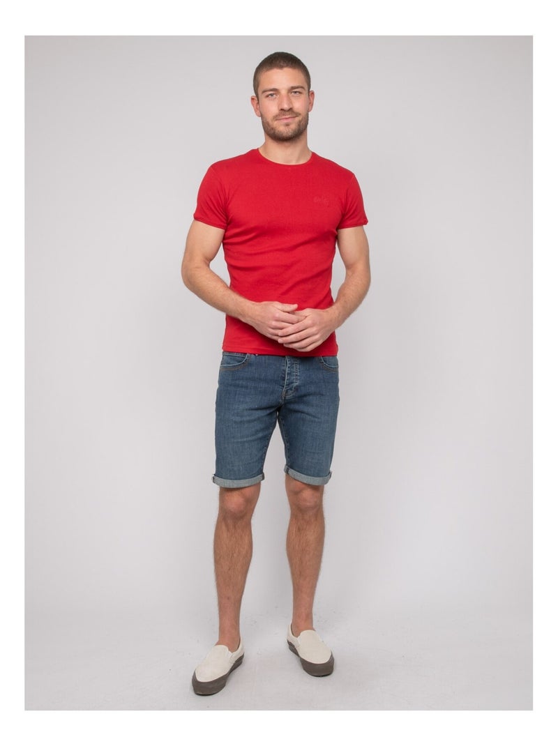 T shirt col rond coton WARLOF Rouge - Kiabi