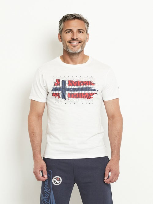 T-shirt col rond drapeau camouflage - Kiabi