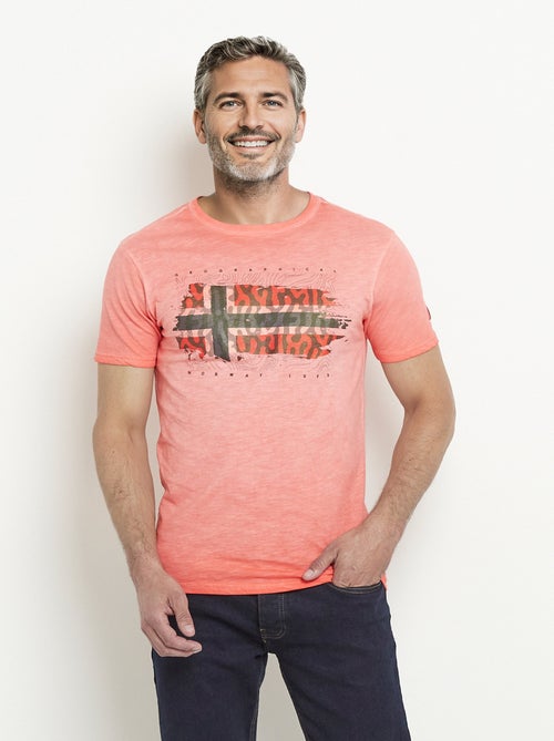 T-shirt col rond drapeau camouflage - Kiabi