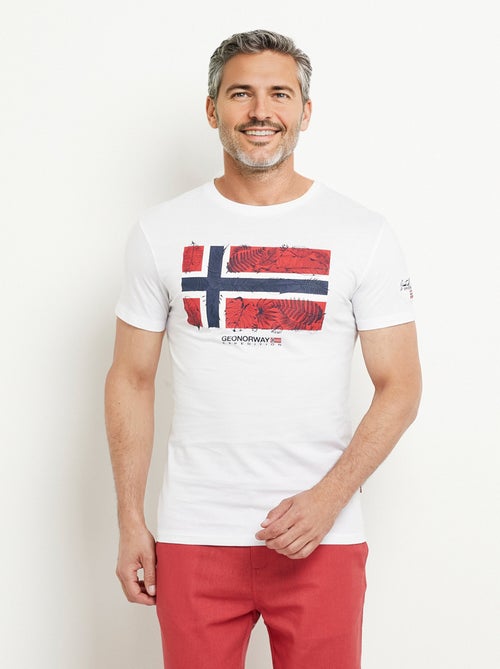 T-shirt col rond drapeau exotique - Kiabi