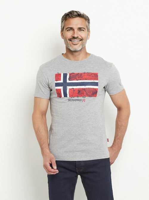 T-shirt col rond drapeau exotique - Kiabi