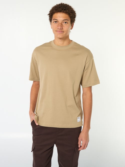 T-shirt col rond en coton - Kiabi