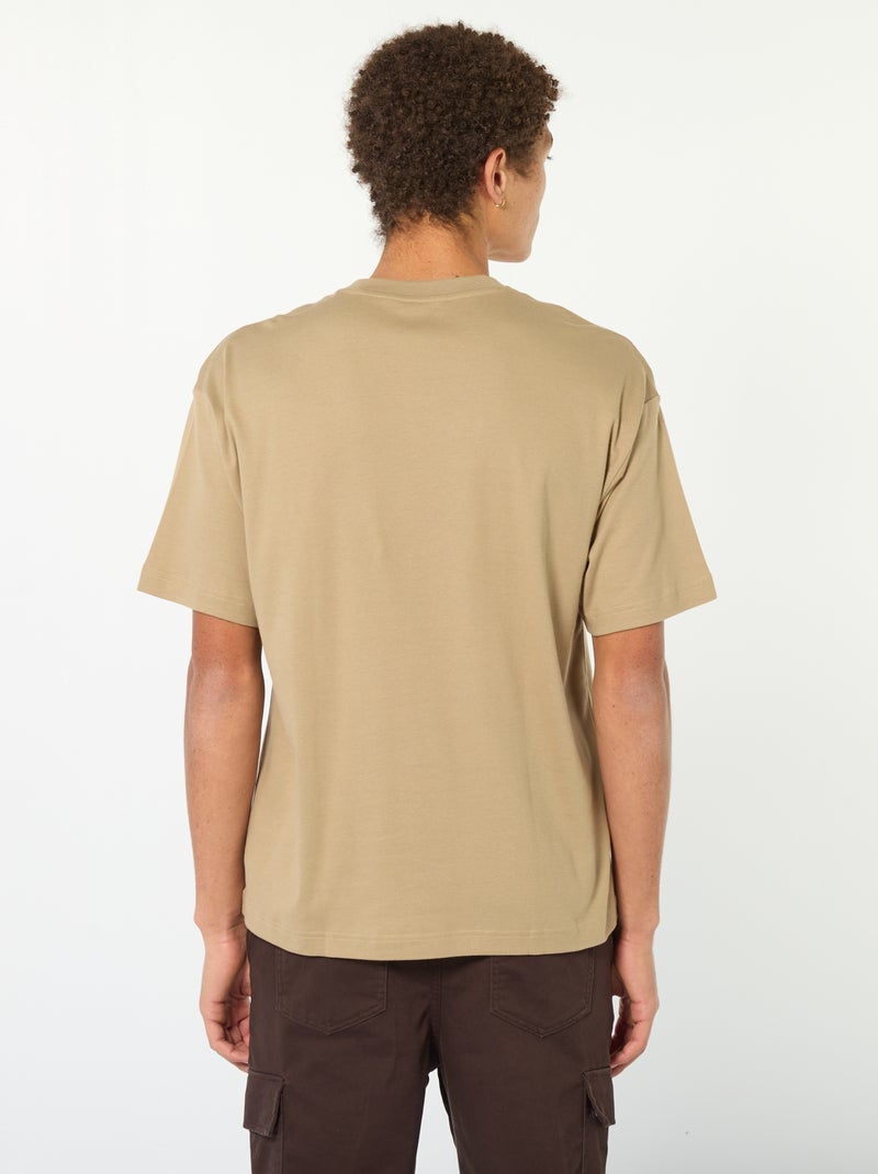 T-shirt col rond en coton Beige - Kiabi
