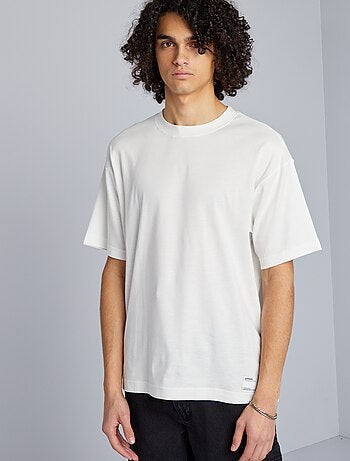T-shirt droit en jersey uni - blanc - Kiabi - 4.00€