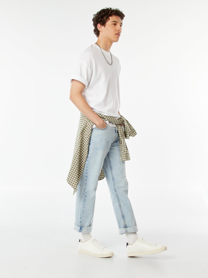 T-shirt col rond en coton Blanc - Kiabi