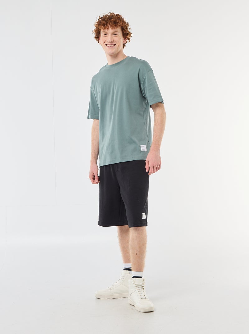 T-shirt col rond en coton Bleu - Kiabi