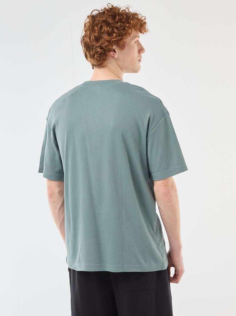 T-shirt col rond en coton Bleu - Kiabi