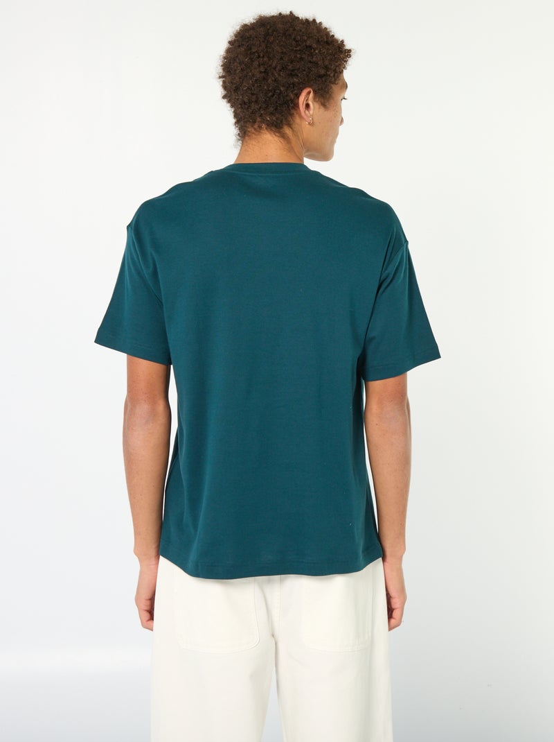 T-shirt col rond en coton Bleu - Kiabi