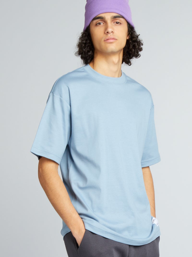 T-shirt col rond en coton Bleu - Kiabi