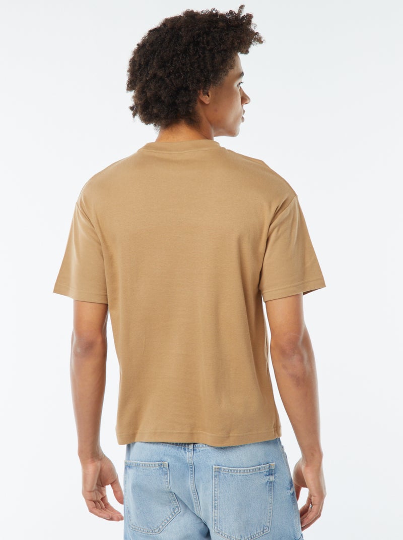 T-shirt col rond en coton Camel - Kiabi