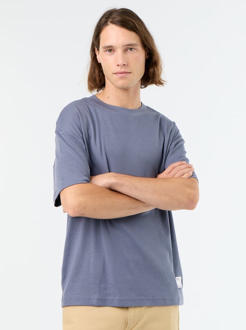 T-shirt col rond en coton - Kiabi