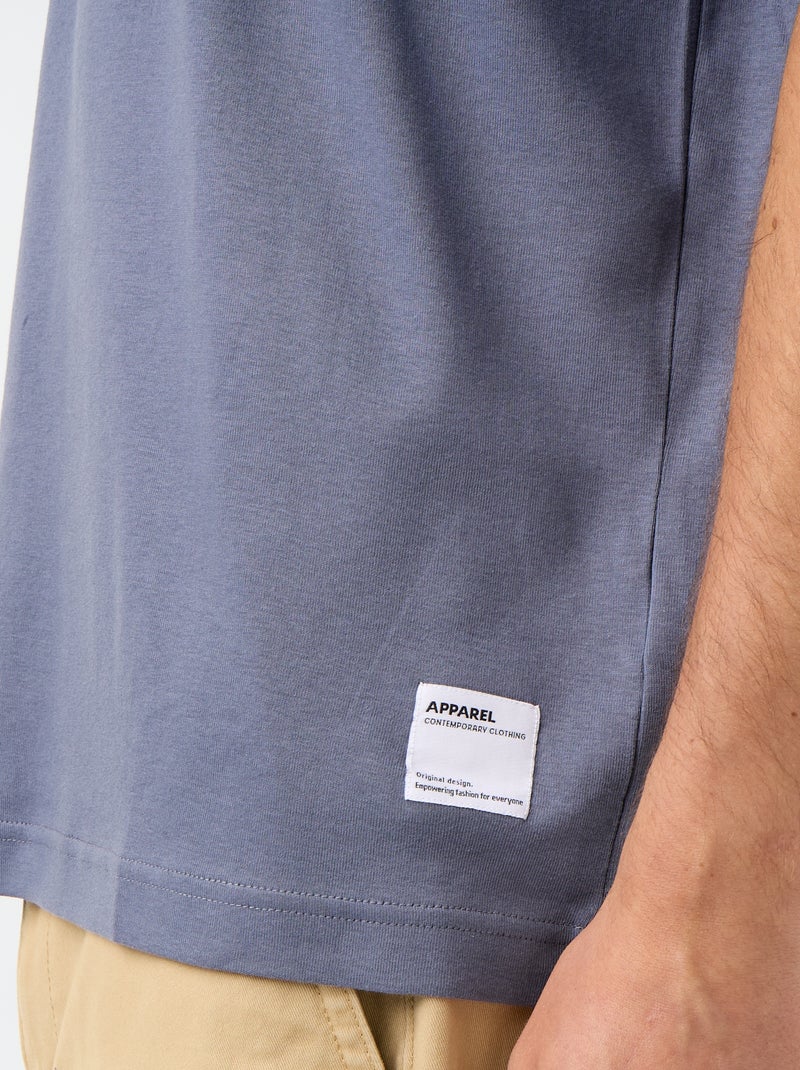 T-shirt col rond en coton Gris - Kiabi