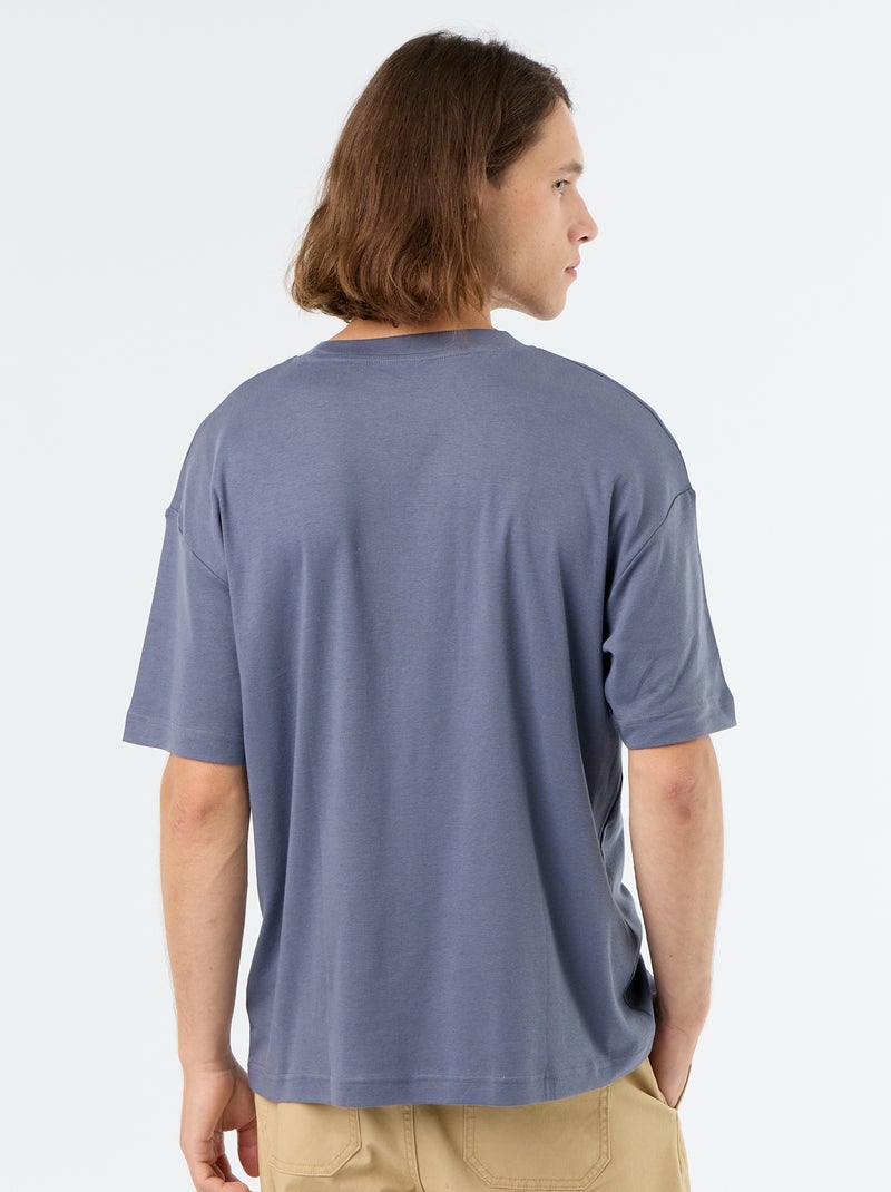 T-shirt col rond en coton Gris - Kiabi