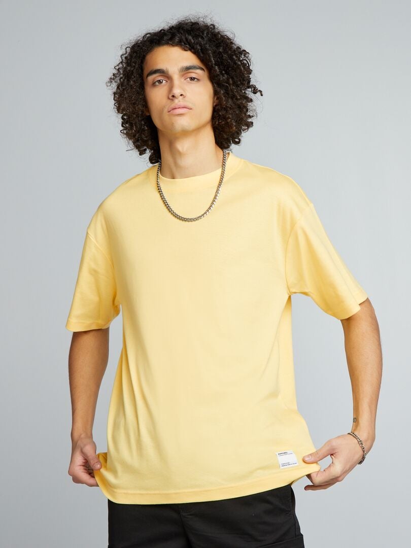 T-shirt col rond en coton Jaune - Kiabi
