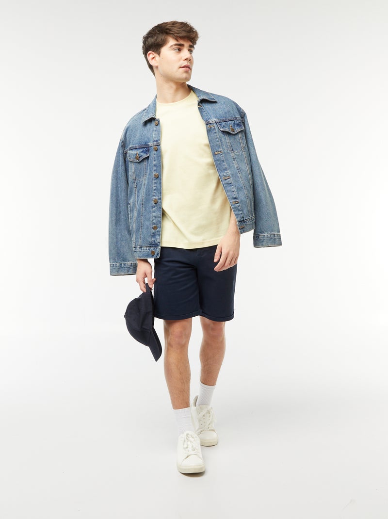 T-shirt col rond en coton Jaune pale - Kiabi