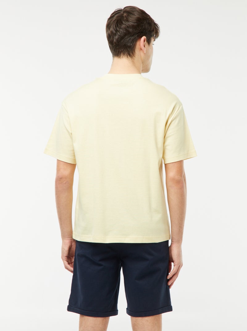 T-shirt col rond en coton Jaune pale - Kiabi