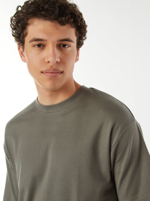 T-shirt col rond en coton - Kiabi