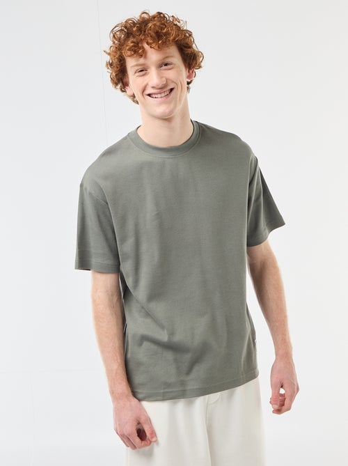 T-shirt col rond en coton - Kiabi