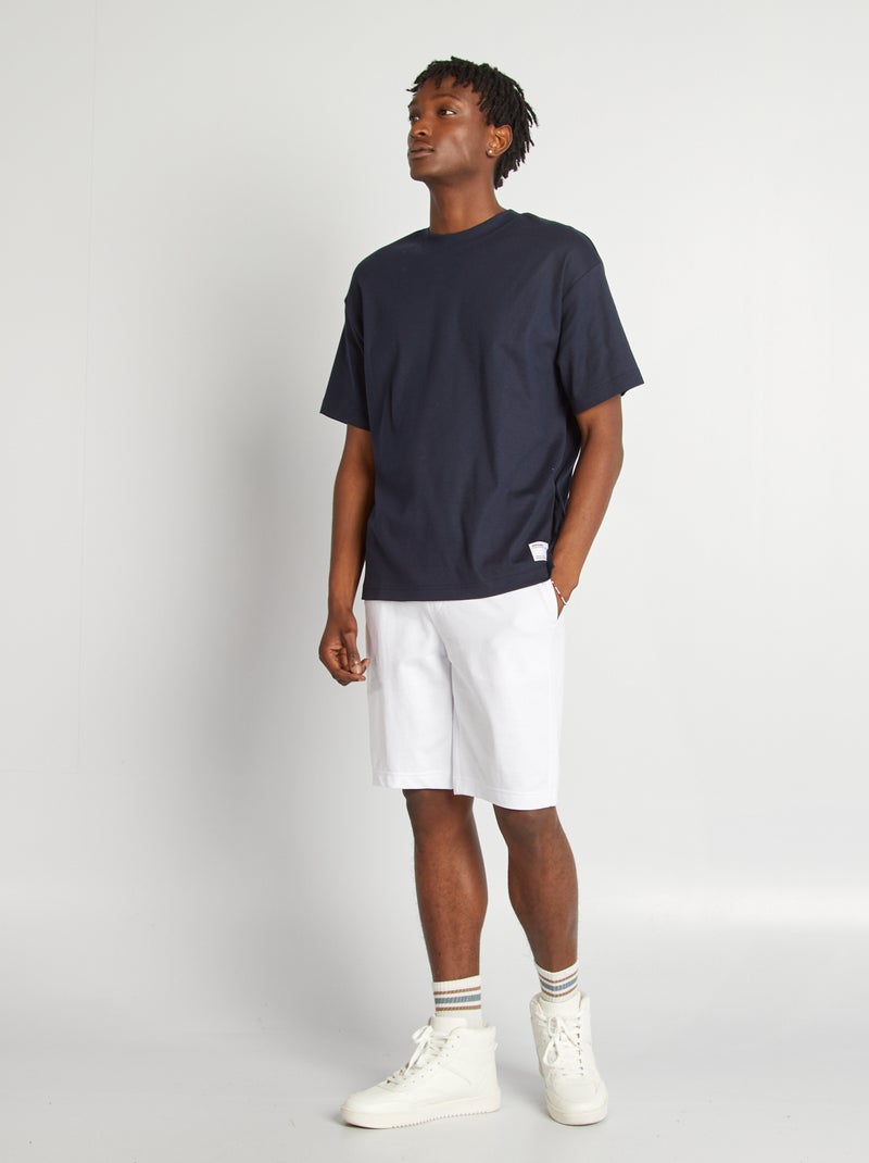 T-shirt col rond en coton Marine - Kiabi