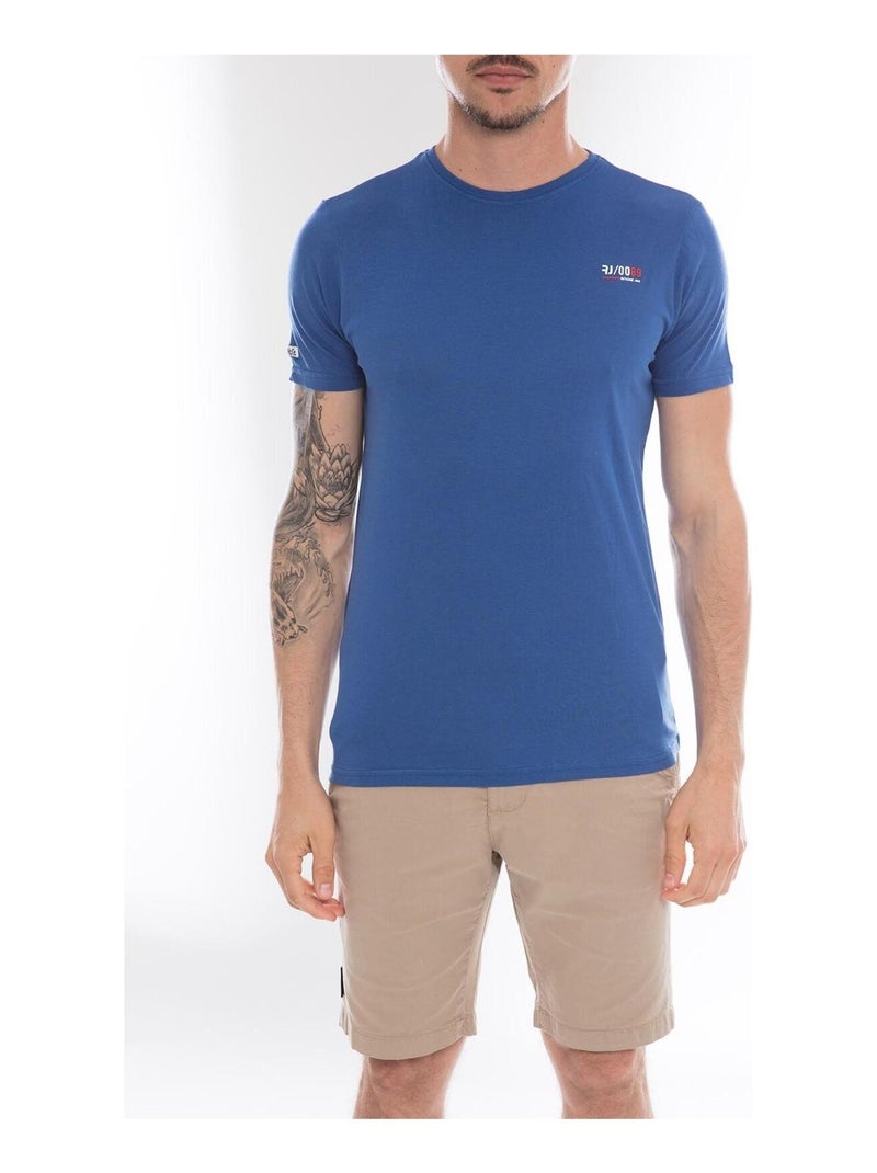 T-shirt col rond en coton NAMASKA Bleu roi - Kiabi