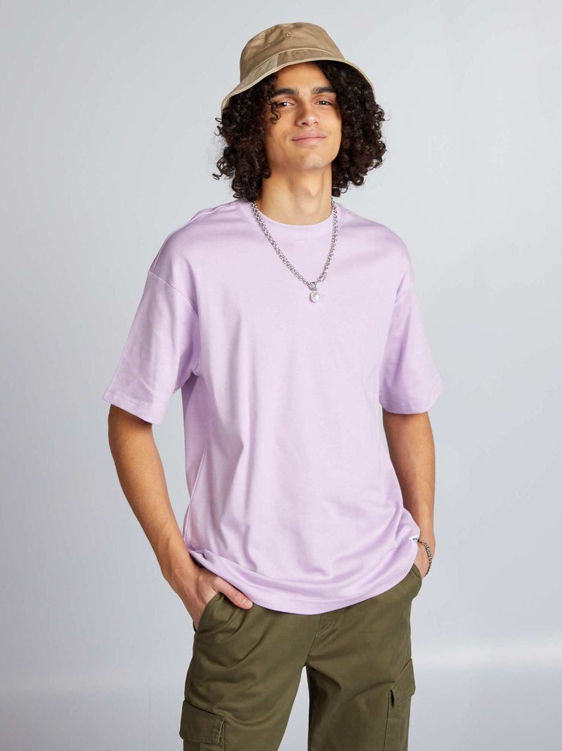 T-shirt col rond en coton Violet - Kiabi