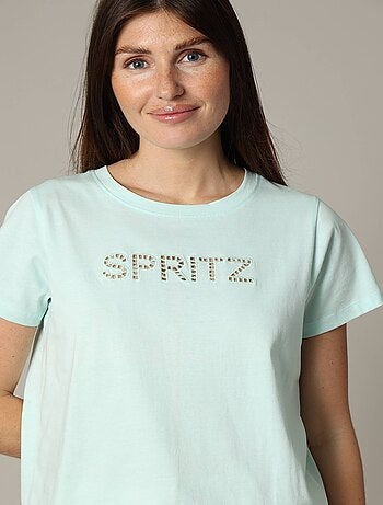 T-shirt col rond en jersey 100% coton avec application brodée 'Deeluxe'