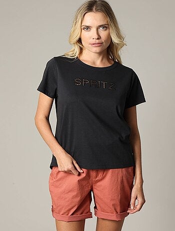 T-shirt col rond en jersey 100% coton avec application brodée 'Deeluxe'