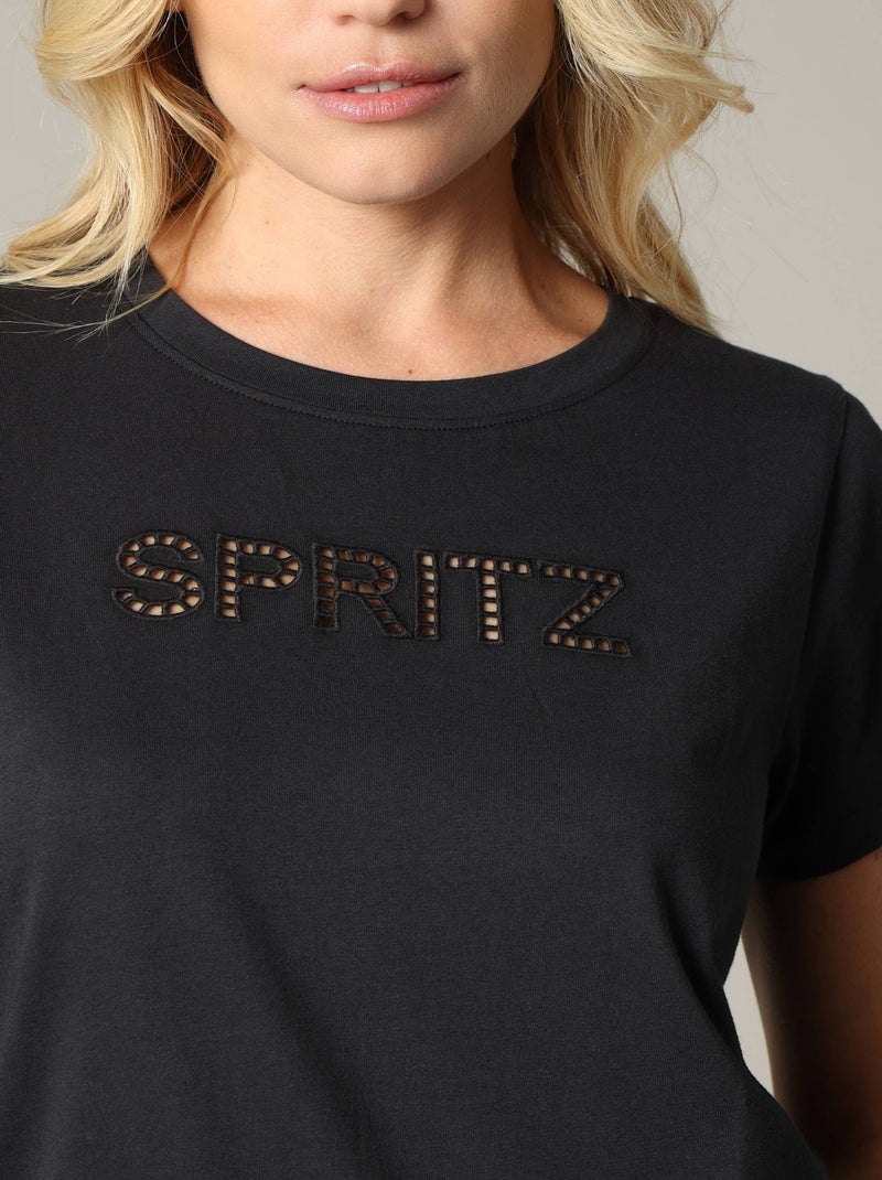 T-shirt col rond en jersey 100% coton avec application brodée 'Deeluxe' Noir - Kiabi