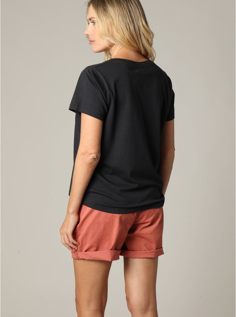T-shirt col rond en jersey 100% coton avec application brodée 'Deeluxe' Noir - Kiabi