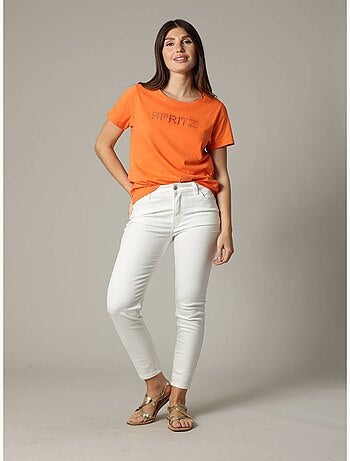 T-shirt col rond en jersey 100% coton avec application brodée 'Deeluxe'