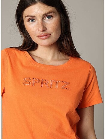 T-shirt col rond en jersey 100% coton avec application brodée 'Deeluxe'