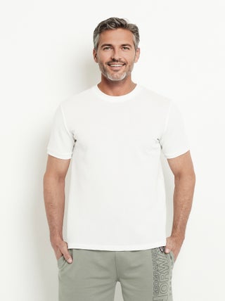 T-shirt col rond épais effet nid d'abeille