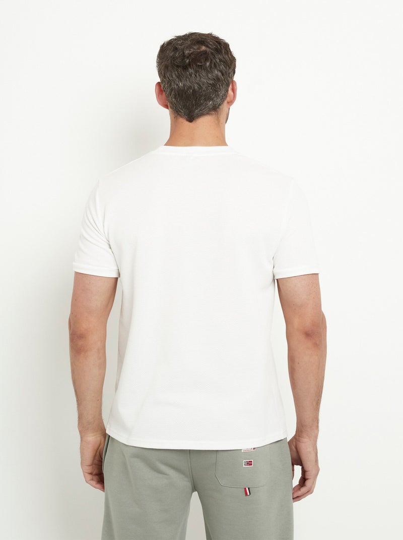 T-shirt col rond épais effet nid d'abeille Blanc - Kiabi