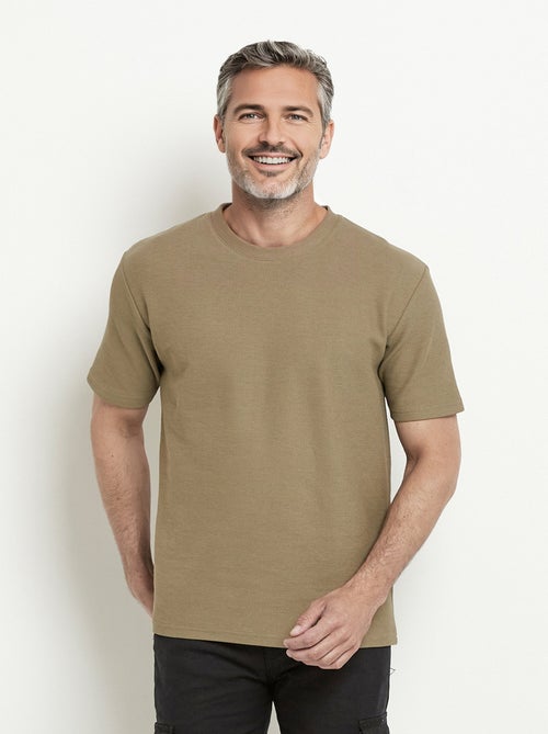 T-shirt col rond épais maille texturée - Kiabi