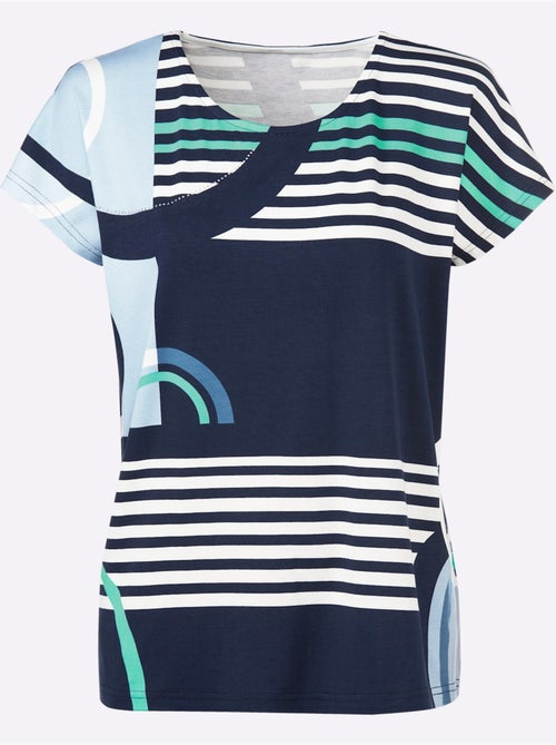 T shirt col rond et manches courtes imprimé graphique viscose douce - Taille standard - Helline - Kiabi T shirt col rond et manches courtes imprimé graphique viscose douce - Taille standard - Helline - Kiabi
