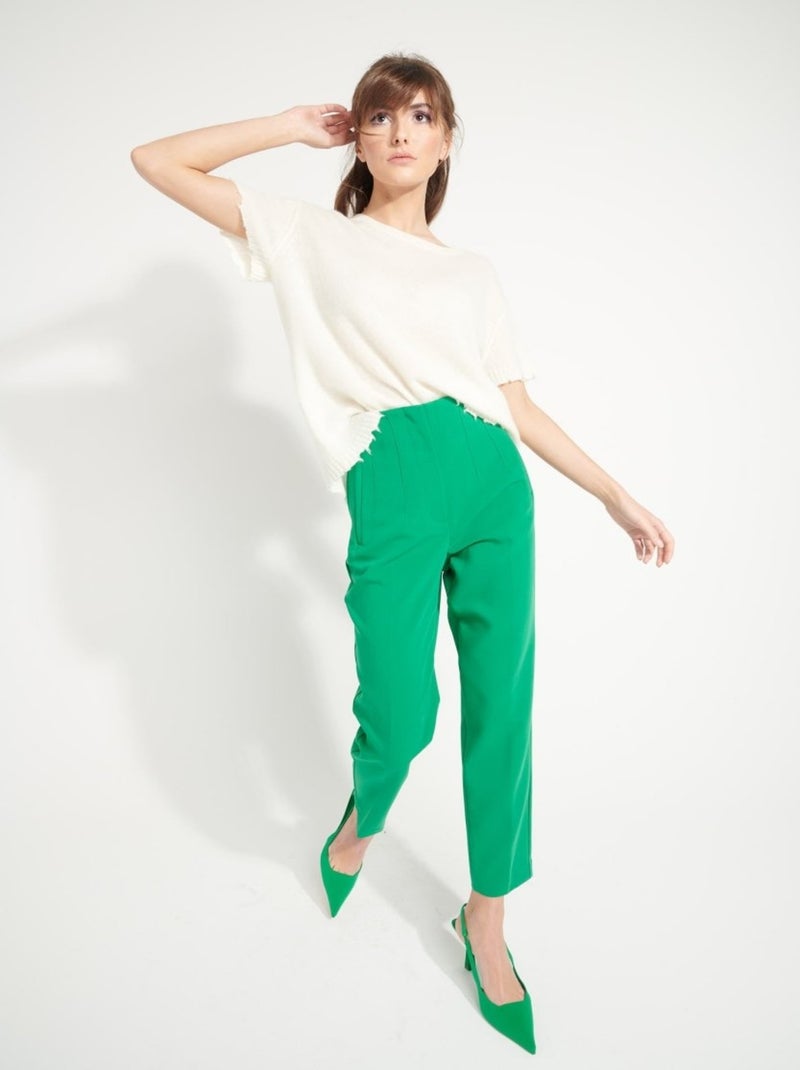 T-shirt col rond femme 100% cachemire déjaugé - AVA 6 Blanc - Kiabi