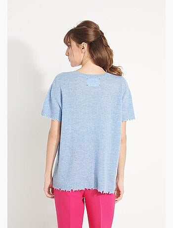 T-shirt col rond femme 100% cachemire déjaugé - AVA 6