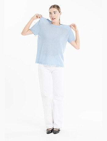 T-shirt col rond femme 100% cachemire déjaugé - AVA 6