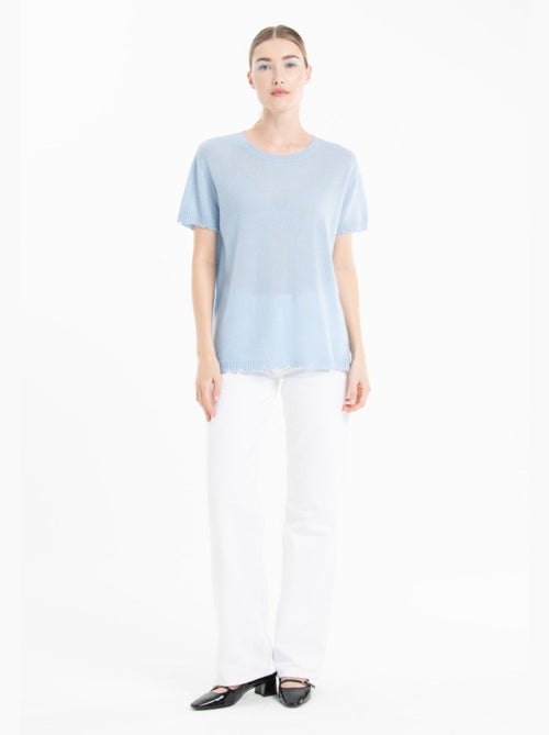 T-shirt col rond femme 100% cachemire déjaugé - AVA 6 - Kiabi